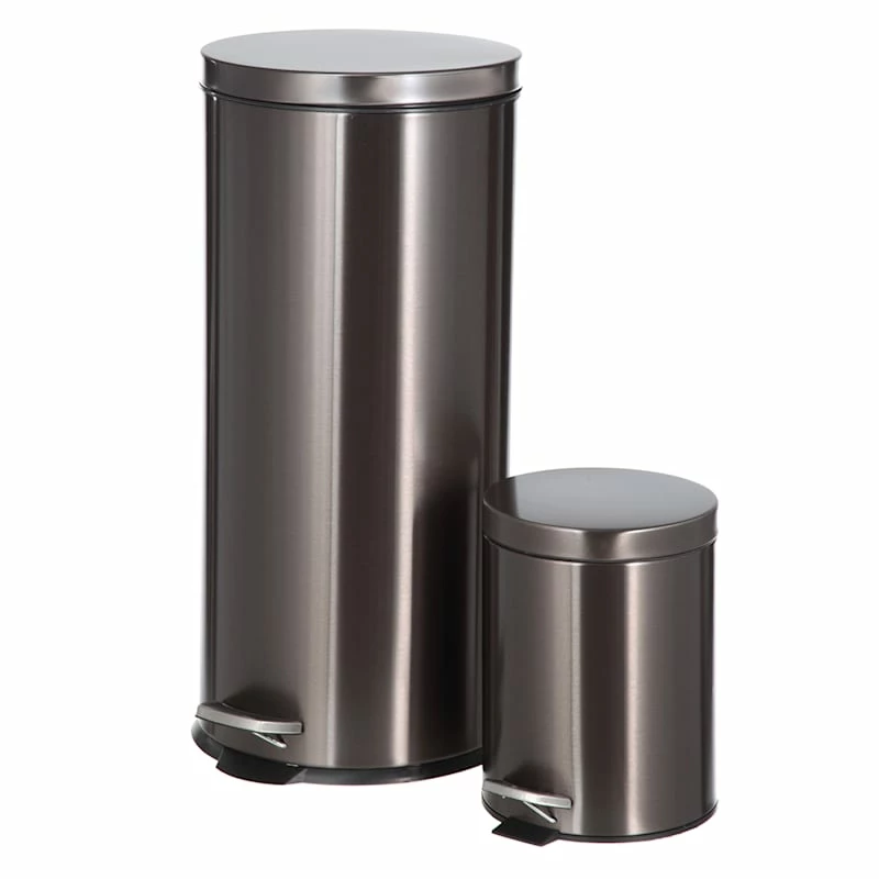 30l Black Stainless Steel Trash Can With Bonus 5l Bin 1 30l Black Stainless Steel Trash Can With Bonus 5l Bin
