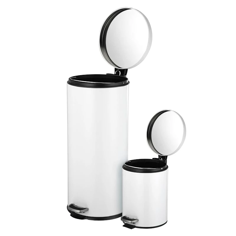 30l Round White Stainless Steel Trash Bin With Bonus 5l Bin 2 30l Round White Stainless Steel Trash Bin With Bonus 5l Bin - Image 2