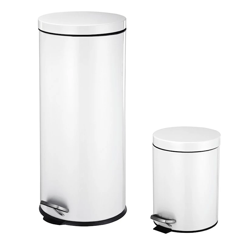 30l Round White Stainless Steel Trash Bin With Bonus 5l Bin 1 30l Round White Stainless Steel Trash Bin With Bonus 5l Bin