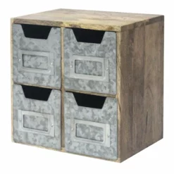 4-Drawer Galvanized Desk Organizer