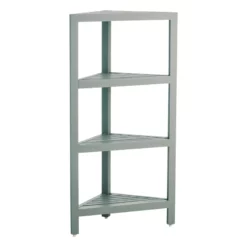 4-Shelves Grey Wood Corner Storage Stand