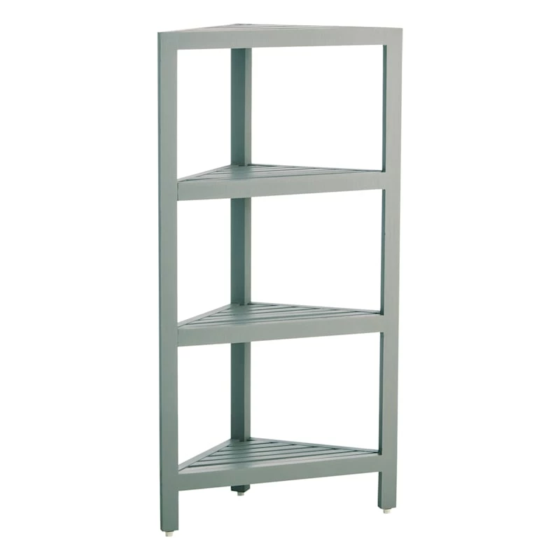 4-Shelves Grey Wood Corner Storage Stand 1 4-Shelves Grey Wood Corner Storage Stand