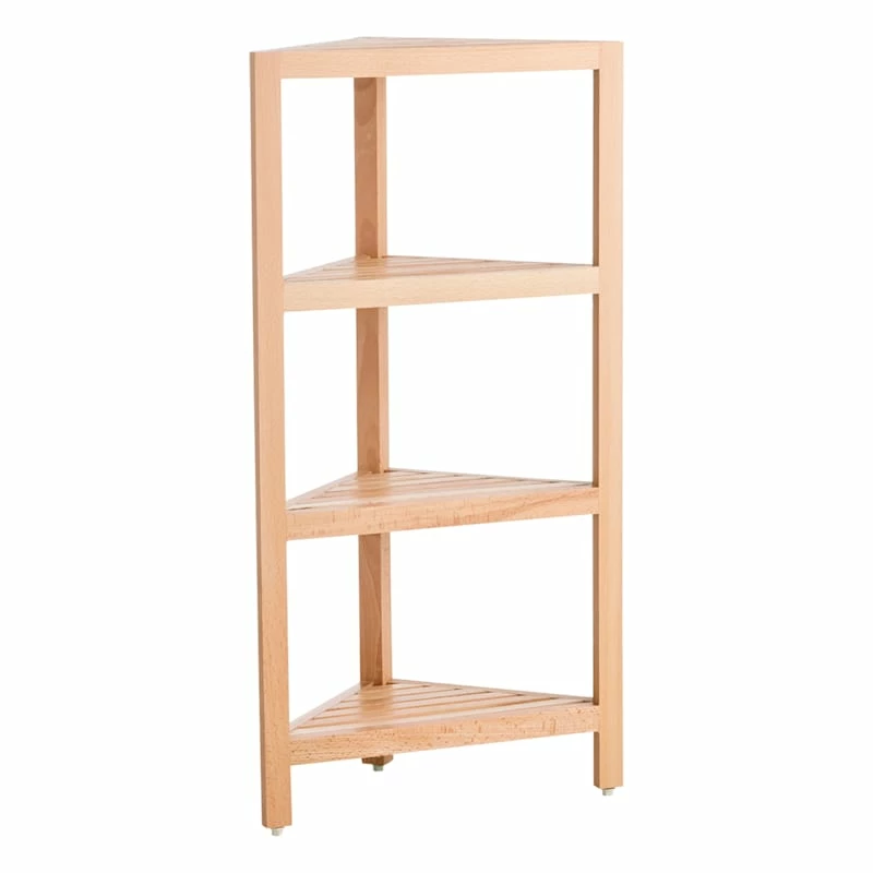 4-Shelves Natural Wood Corner Storage Stand 1 4-Shelves Natural Wood Corner Storage Stand