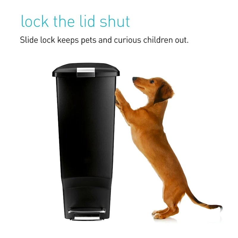 40L Slim Plastic Kitchen Step Trash Can Black 6 40L Slim Plastic Kitchen Step Trash Can Black - Image 6