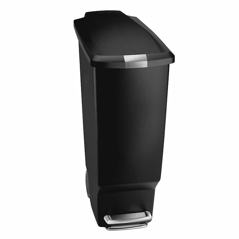 40L Slim Plastic Kitchen Step Trash Can Black 1 40L Slim Plastic Kitchen Step Trash Can Black