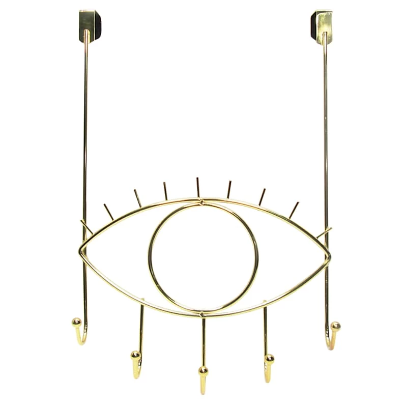 5-Hook Open Eye Wire Over The Door Hanger, French Gold 1 5-Hook Open Eye Wire Over The Door Hanger, French Gold