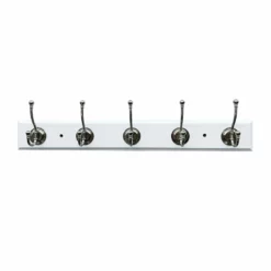 5-Hook Round Wall Hook, White