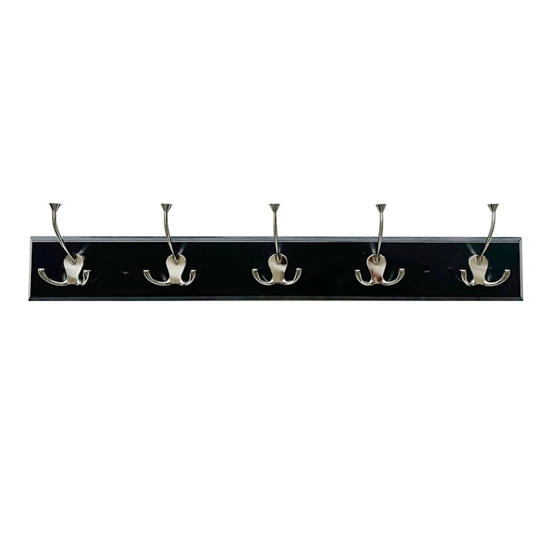 5-Hook Triple Wall Hanger, Black 1 5-Hook Triple Wall Hanger, Black