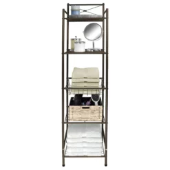 5-Tier Brown Metal Towel Tower