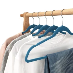 50-Pack Velvet Suit Hangers, Denim Blue -Storage Sales Store 50 pack velvet suit hangers denim blue 4