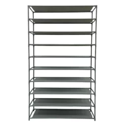 50-Pair Fabric Shelf Standing Shoe Rack, Light Grey