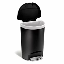 50L (13.2 Gal) Semi-Round Plastic Kitchen Step Trash Can With Lid Lock Black 8 50L (13.2 Gal) Semi-Round Plastic Kitchen Step Trash Can With Lid Lock Black -Storage Sales Store 50l 13.2 gal semi round plastic kitchen step trash can with lid lock black 2