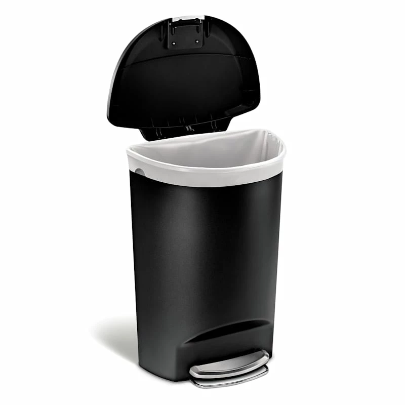 50L (13.2 Gal) Semi-Round Plastic Kitchen Step Trash Can With Lid Lock Black 3 50L (13.2 Gal) Semi-Round Plastic Kitchen Step Trash Can With Lid Lock Black - Image 3