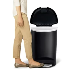 50L (13.2 Gal) Semi-Round Plastic Kitchen Step Trash Can With Lid Lock Black 10 50L (13.2 Gal) Semi-Round Plastic Kitchen Step Trash Can With Lid Lock Black -Storage Sales Store 50l 13.2 gal semi round plastic kitchen step trash can with lid lock black 4