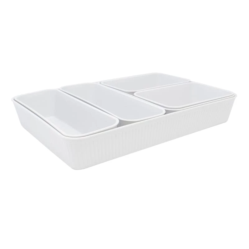 6-Piece Drawer Organizer, White 1 6-Piece Drawer Organizer, White