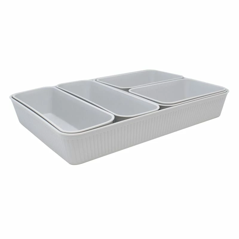 6-Piece Grey Drawer Organizer 1 6-Piece Grey Drawer Organizer