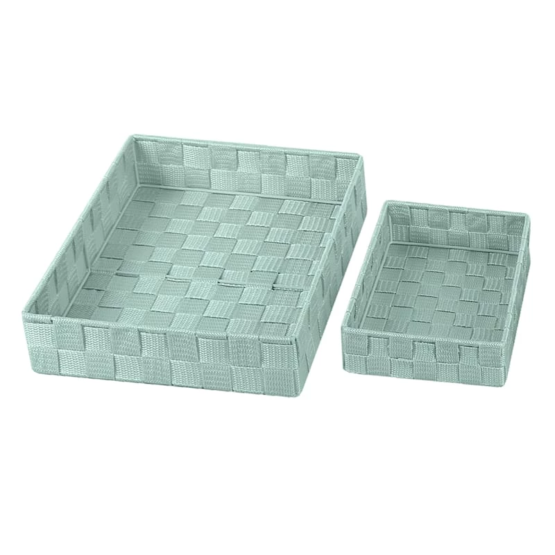 6-Piece Woven Storage Basket Set, Aqua 3 6-Piece Woven Storage Basket Set, Aqua - Image 3