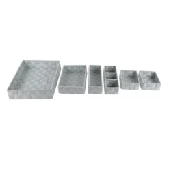 6-Piece Woven Storage Basket Set, Grey