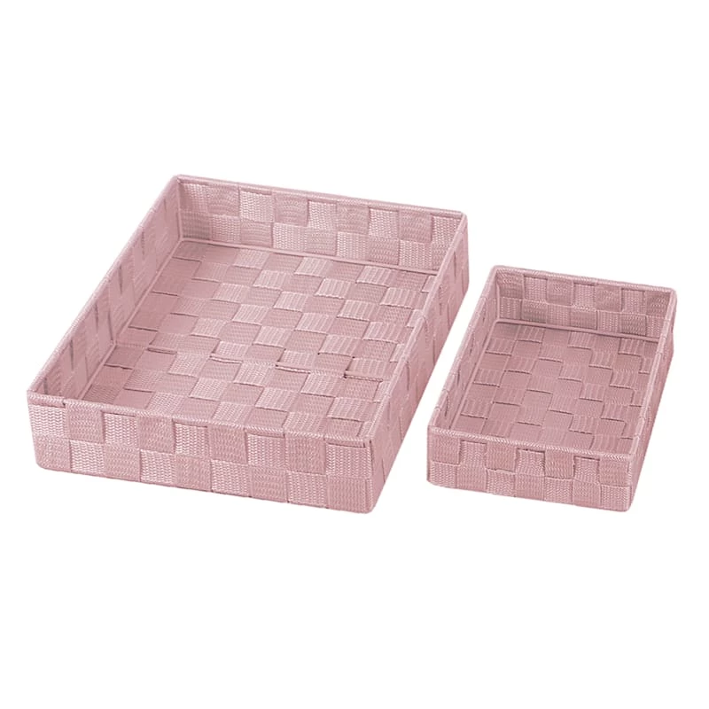 6-Piece Woven Storage Basket Set, Pearl Blush Pink 3 6-Piece Woven Storage Basket Set, Pearl Blush Pink - Image 3