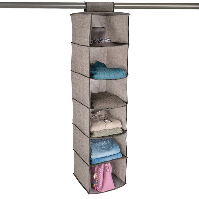 6-Shelf Hanging Organizer, Brown 2 6-Shelf Hanging Organizer, Brown - Image 2