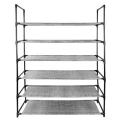 6-Tier Printed Shelf Shoe Rack, Black Linen