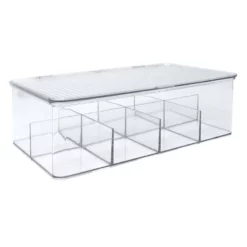 8-Compartment Clear Hinged Storage Bin, 10.8x6.5