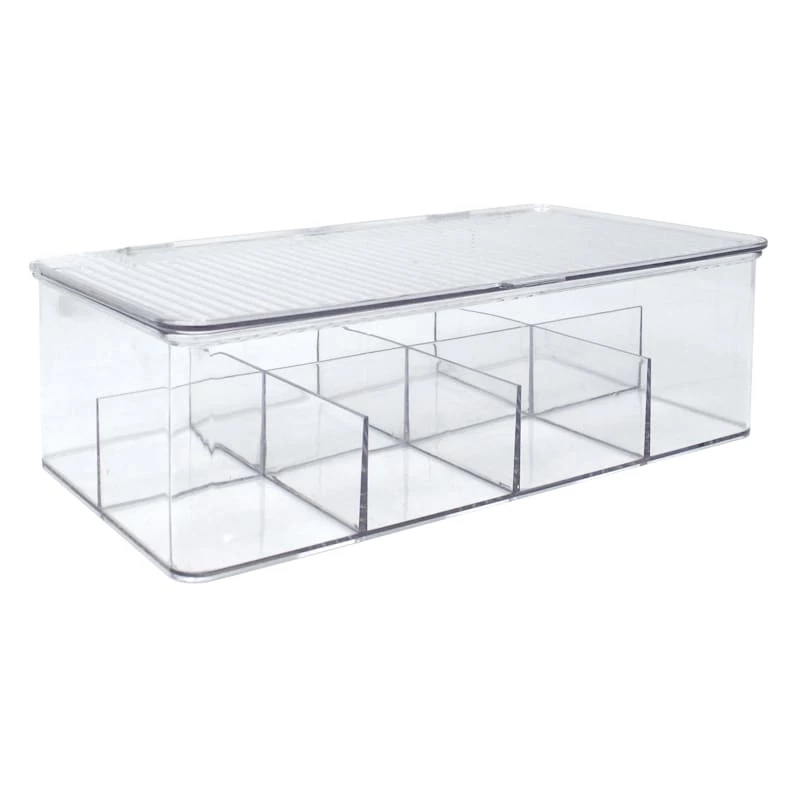 8-Compartment Clear Hinged Storage Bin, 10.8x6.5 1 8-Compartment Clear Hinged Storage Bin, 10.8x6.5