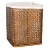 Antique Bronze Bamboo Wood Hamper With Liner, Medium