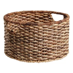 Bacburi Round Woven Abaca Storage Basket, Small