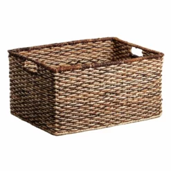 Bacburi Woven Abaca Rectangle Shelf Tote, Large