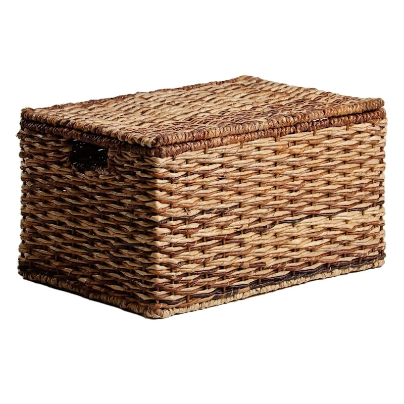 Bacburi Woven Abaca Storage Basket With Lid, Large 1 Bacburi Woven Abaca Storage Basket With Lid, Large