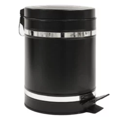 Bandit Black & Chrome Metal Round Step Can With Removable Liner, 5l
