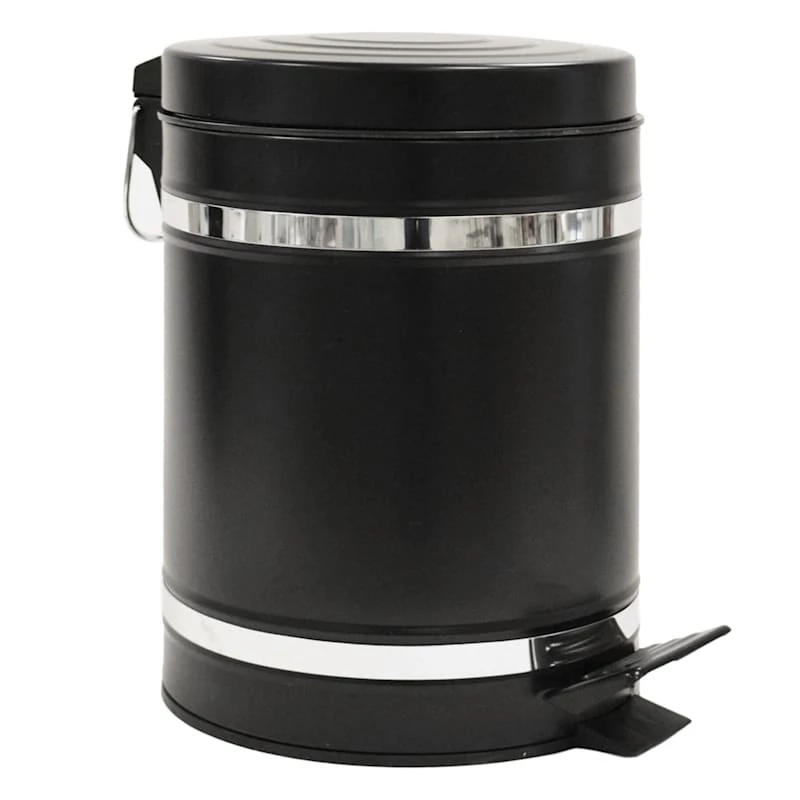 Bandit Black & Chrome Metal Round Step Can With Removable Liner, 5l 1 Bandit Black & Chrome Metal Round Step Can With Removable Liner, 5l