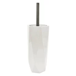 Belle Ceramic Bowl Brush, White & Chrome