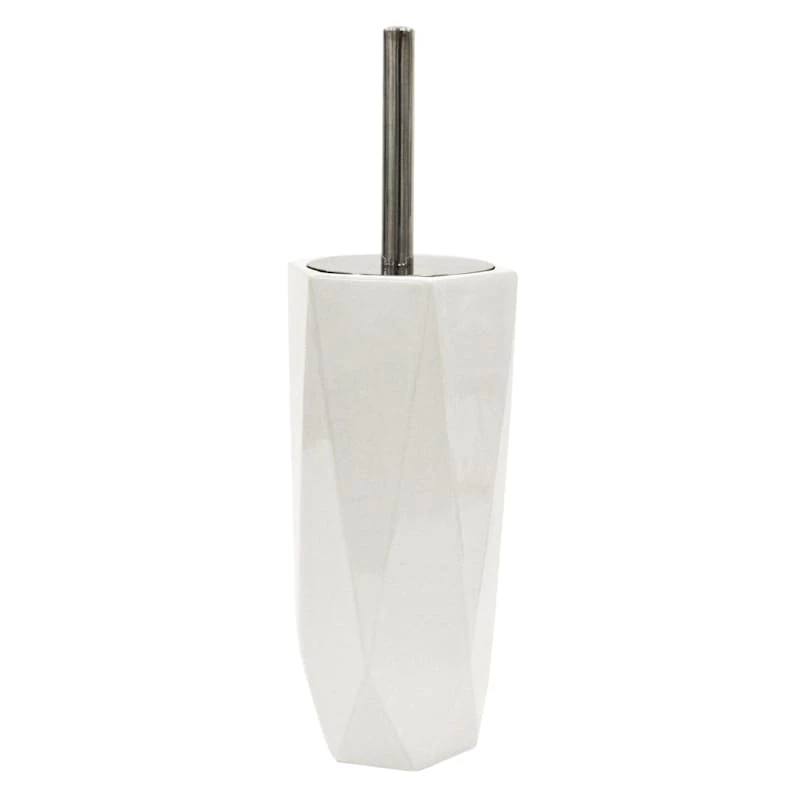 Belle Ceramic Bowl Brush, White & Chrome 1 Belle Ceramic Bowl Brush, White & Chrome