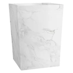 Belle Grey & White Marbled Wastebasket, 10"