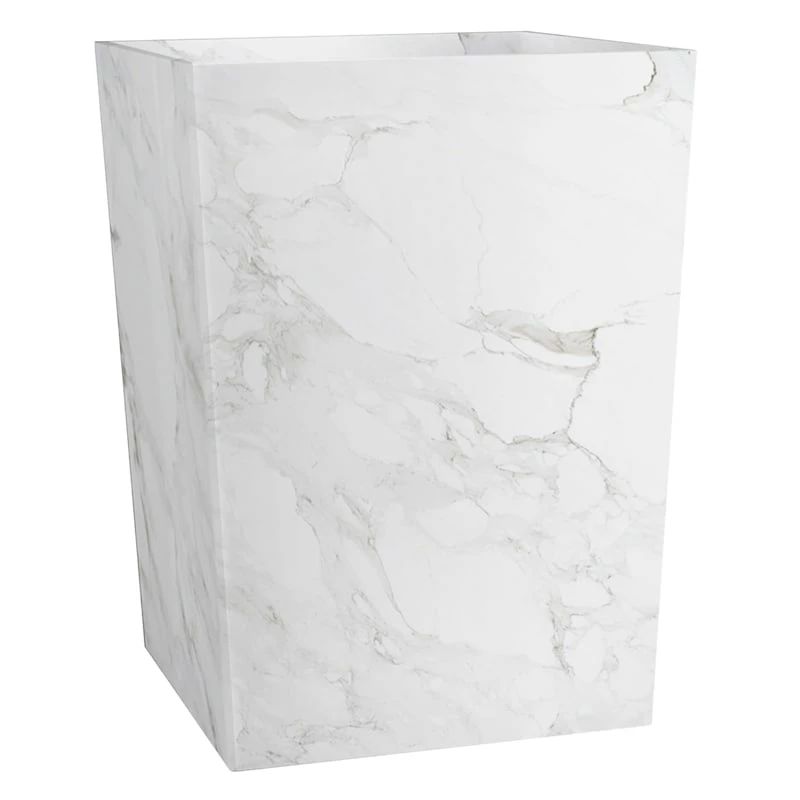 Belle Grey & White Marbled Wastebasket, 10" 1 Belle Grey & White Marbled Wastebasket, 10"