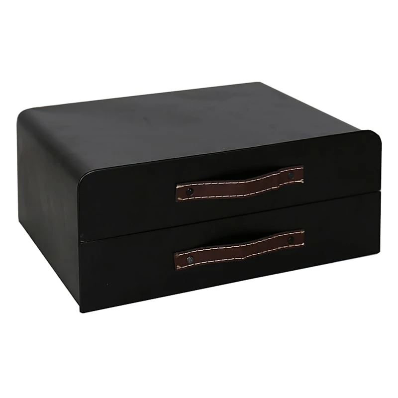 Black Metal File Holder With Leather Strap 1 Black Metal File Holder With Leather Strap