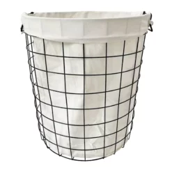 Black Metal Laundry Hamper With Handles, Small