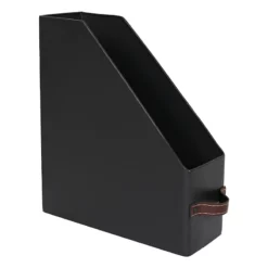 Black Metal Magazine Holder With Leather Strap