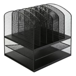 Black Metal Mesh File Rack Tray
