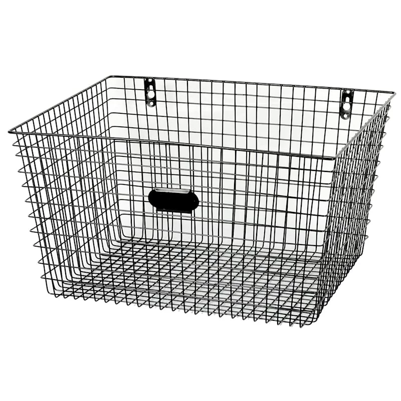 Black Metal Wire Wall Basket, Medium 1 Black Metal Wire Wall Basket, Medium
