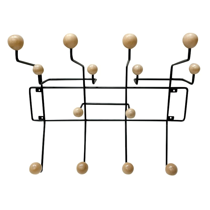 Black Metal With Natural Wooden Wall Hooks 1 Black Metal With Natural Wooden Wall Hooks