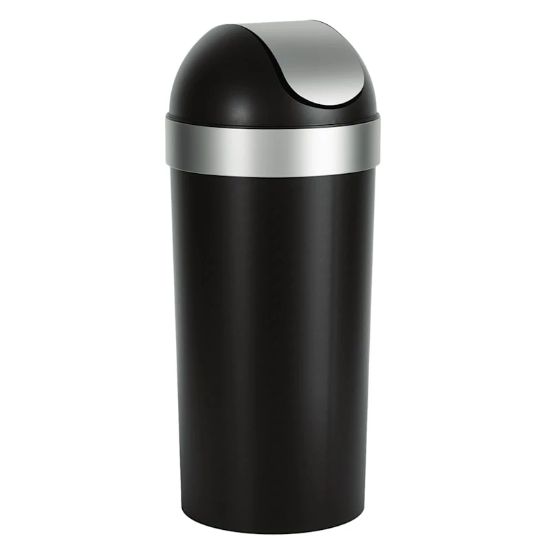 Black & Nickel Venti Trash Can, 16.5gal 1 Black & Nickel Venti Trash Can, 16.5gal