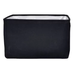 Black Rectangle Fabric Storage Basket, Medium