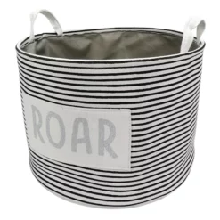 Black Roar Striped Round Storage Bin, Small