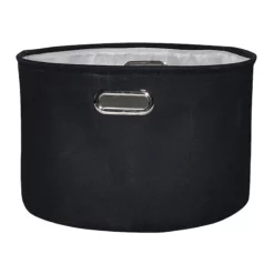 Black Round Fabric Storage Basket, Medium