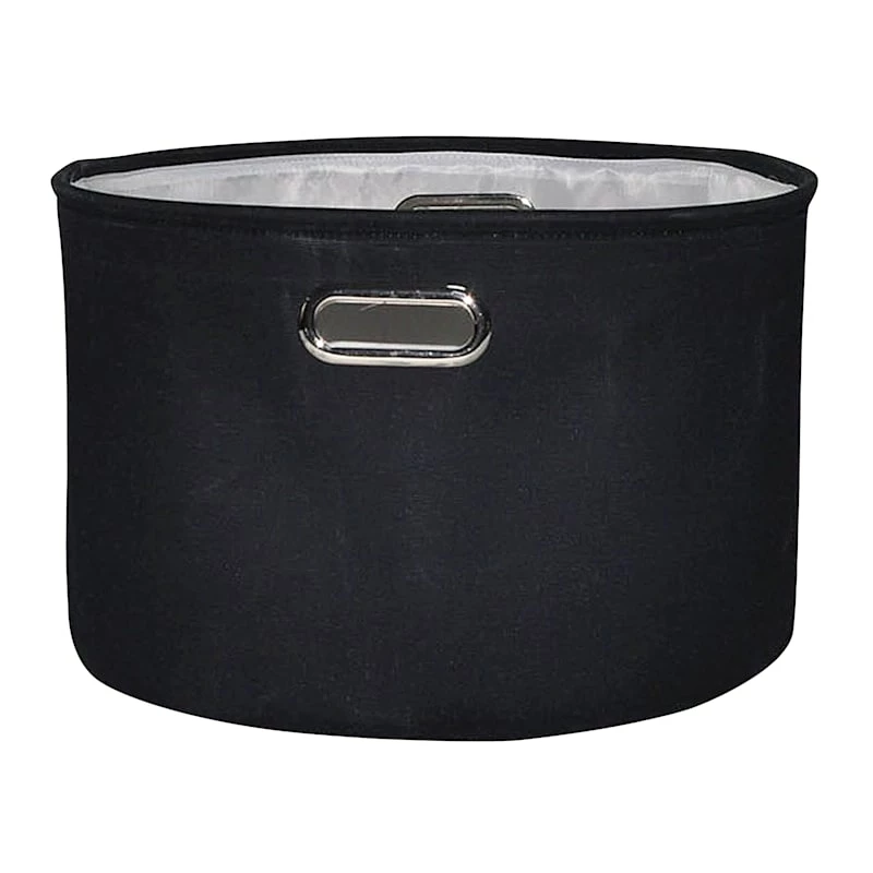 Black Round Fabric Storage Basket, Medium 1 Black Round Fabric Storage Basket, Medium
