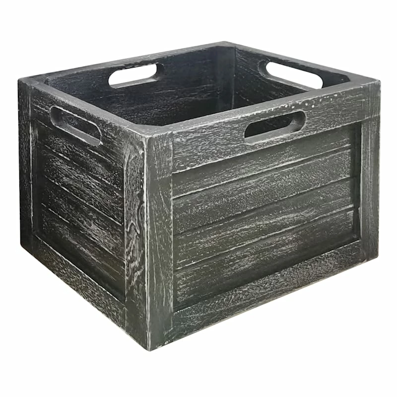 Black Wash Wooden Crate, Large 1 Black Wash Wooden Crate, Large