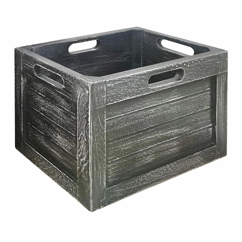 Black Wash Wooden Crate, Medium 1 Black Wash Wooden Crate, Medium